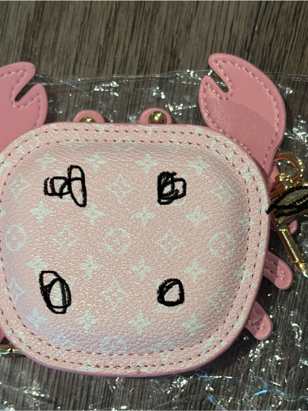 Pink Crab Coin Purse Keychain - Cute Pink Accessory